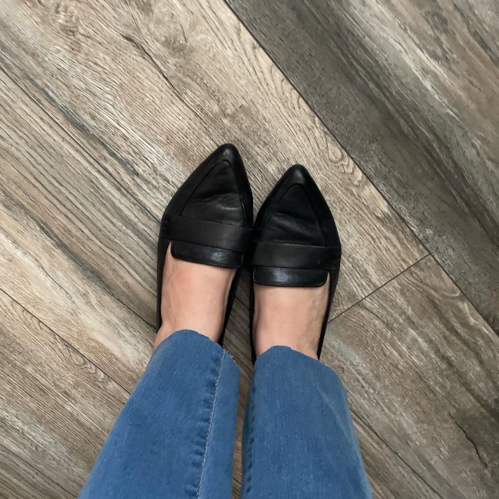 Black pointed black loafers. Aldo. Size 7.5.